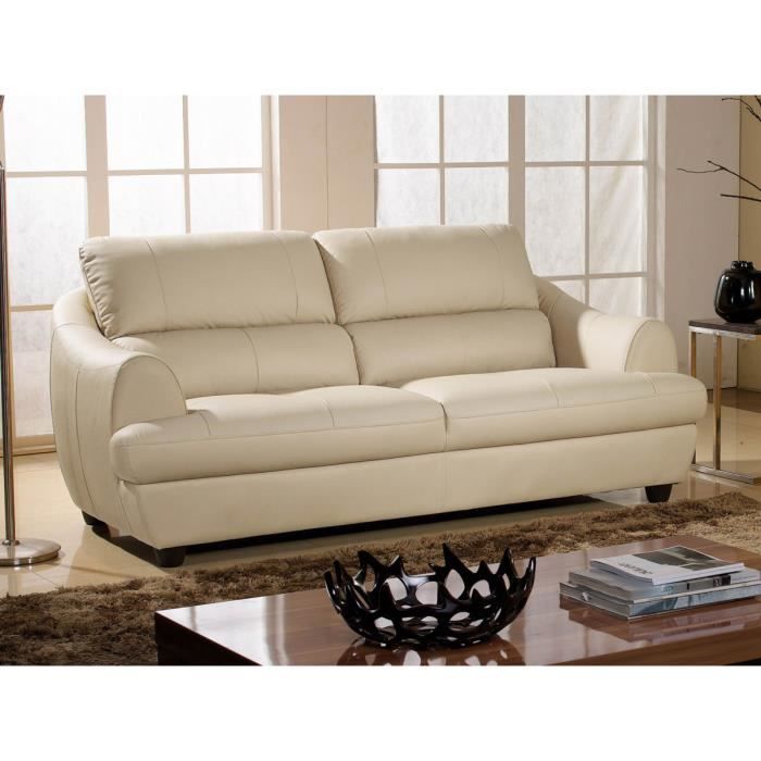 Canapé 3 Places Cuir Beige