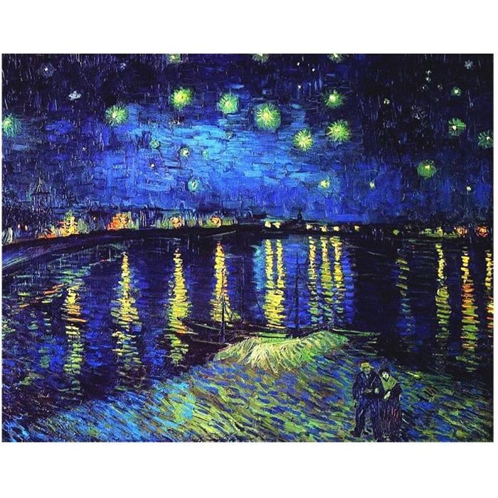 Legendarte - Tableau, Impression Sur Toile - Nuit Étoilée Sur Le Rhone Vincent Van Gogh cm. 40x50