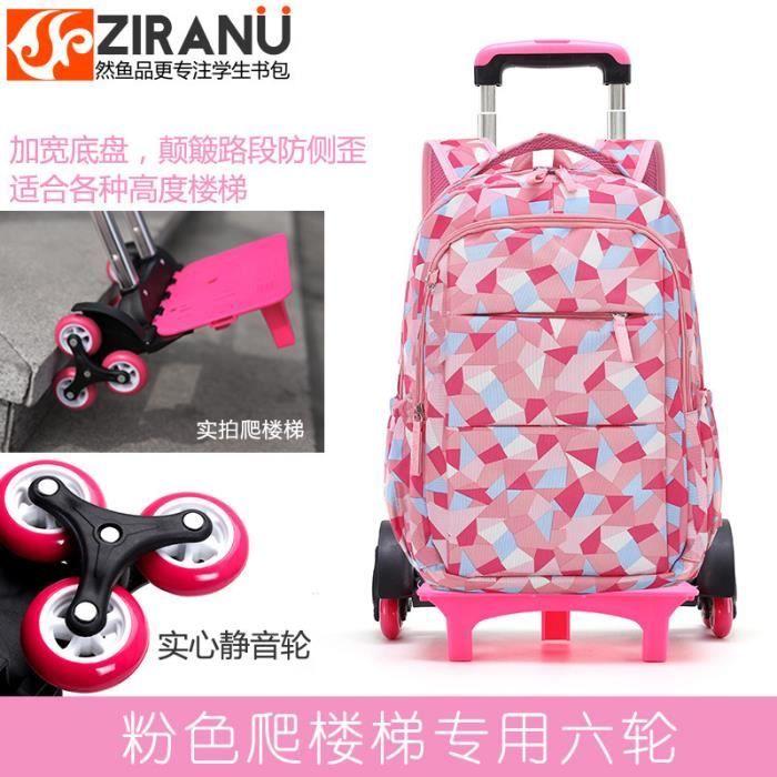 Cartable à Roulettes Fille - Sac Scolaire Trolley Violet Avec Housse Offerte - 30x20x42cm