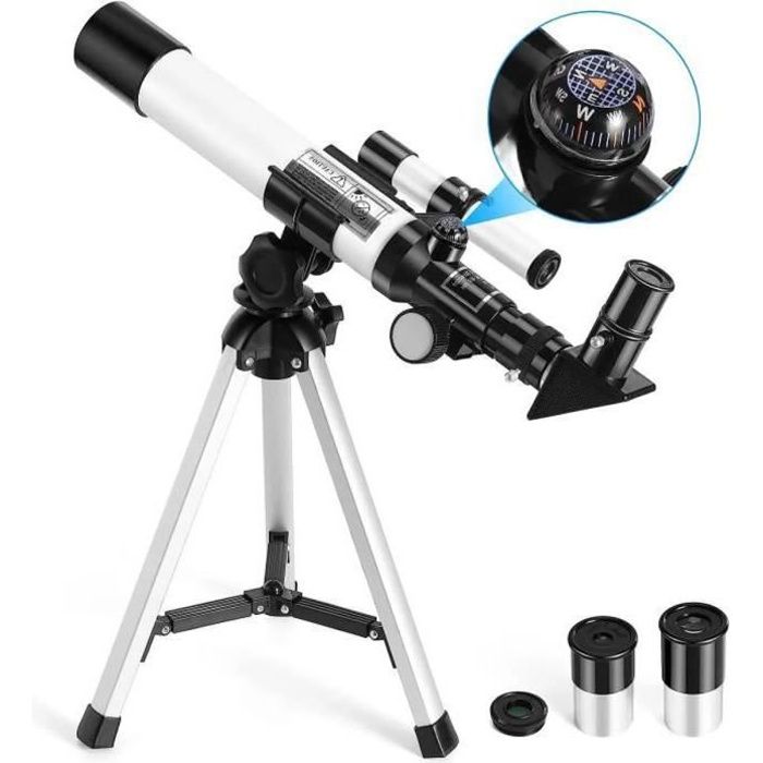 Télescope pour Enfants -Télescope Portable Astronomique avec Boussole et Télescope Réfracteur Trépied pour Enfants et Débutants A5