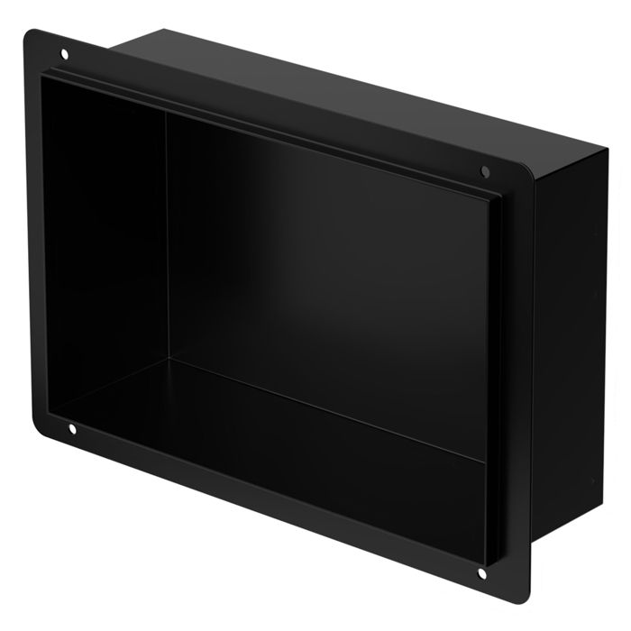 LuxeBath Niche de Douche Encastrée Murale 20x30x10 cm en Acier Inoxydable Noir sans Rebord Étagère Encastrable Salle de Bain