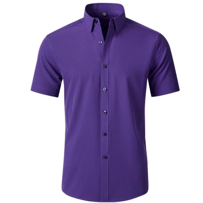 Chemise Manches Courtes Chemise Homme Couleur Lilas Srk Chemise