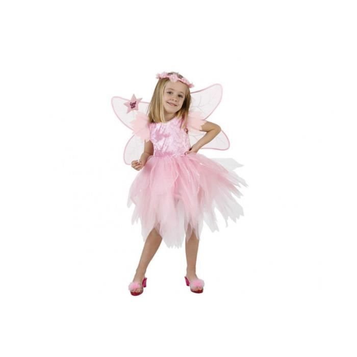 déguisement de fée ac-déco pour fille de 10/12 ans - rose - diadème, robe et ailes en polyester