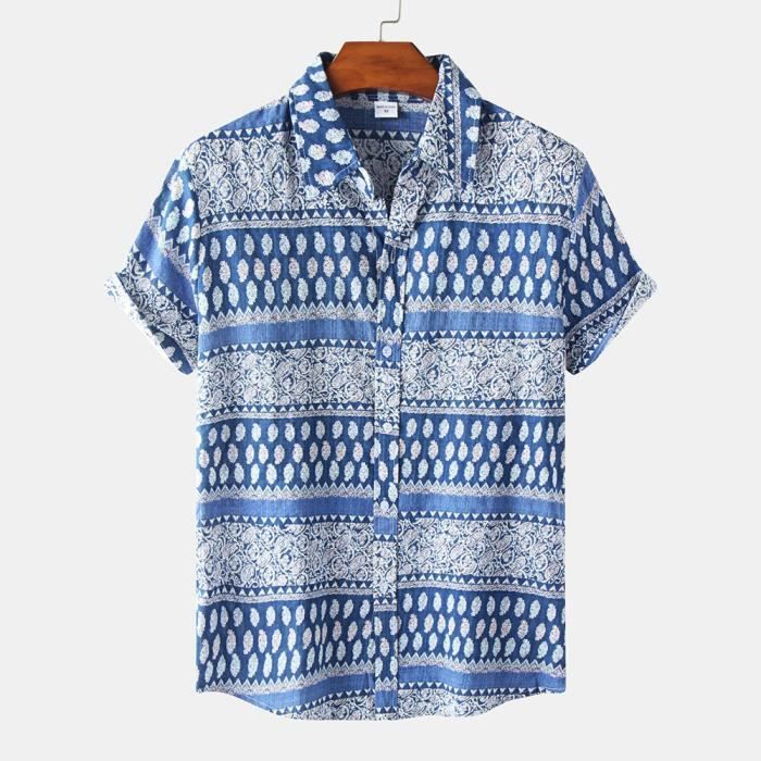 T-shirt Homme Manches Courtes Motif Arbre Liège | Col Rond, Polyester Léger | Pour L'été, La Plage, Style Décontracté - 13