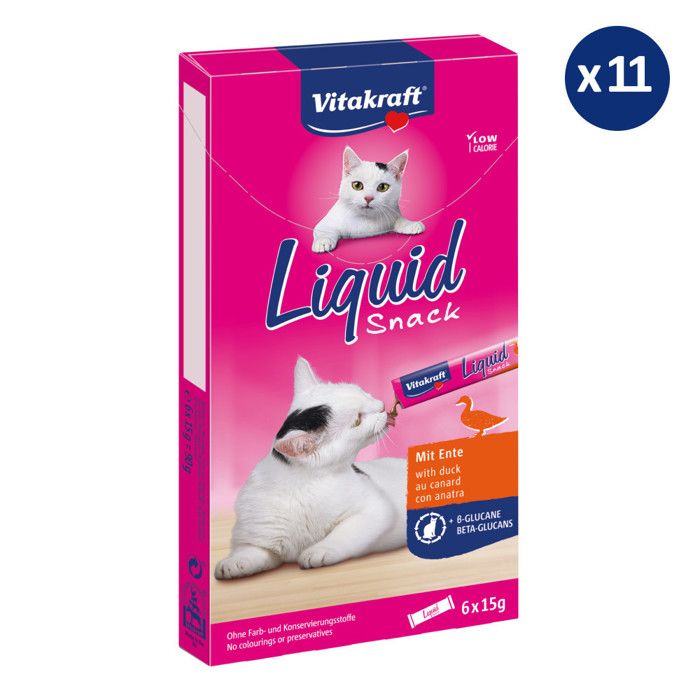 VITAKRAFT Liquid Snack Friandise pour chat au Canard - Lot de 11 paquet 6 sachets