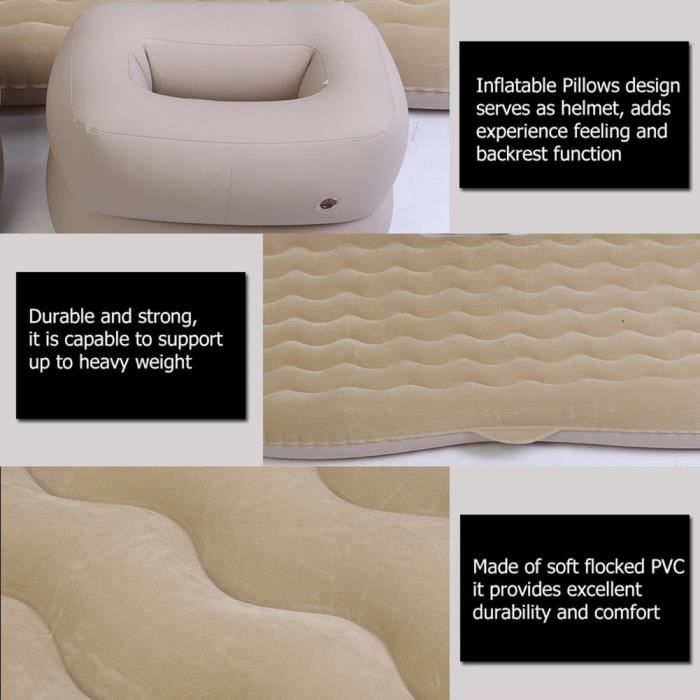 Matelas Gonflable 2 En 1 - Intérieur Extérieur Camping Voiture - Format Siège