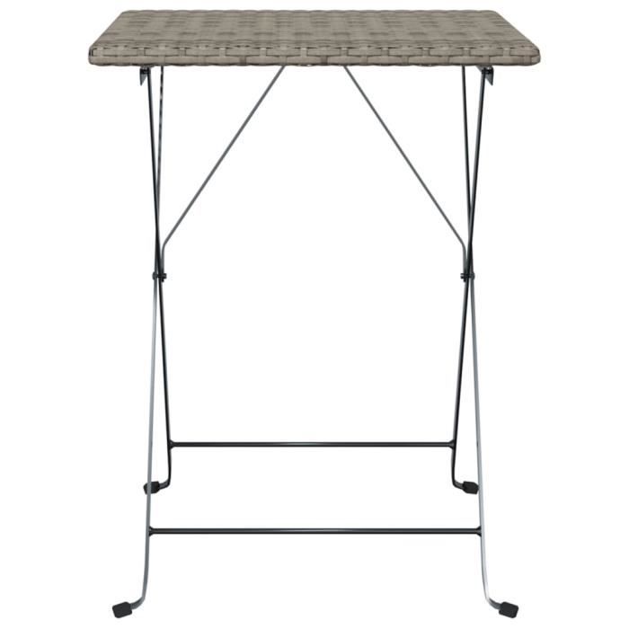 lex table de bistrot pliante gris 55x54x71 cm résine tressée - qqmora - ovn38095