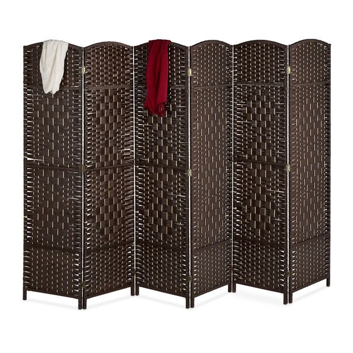 Paravent Relaxdays H x L : 170 x 240 cm paravent pliable paravent en 6 panneaux bois et corde en papier marron