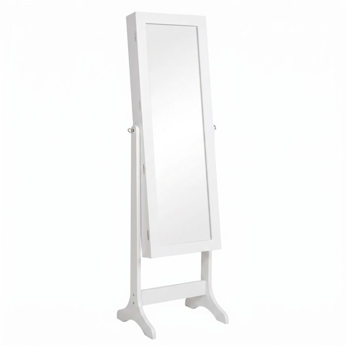 SONGMICS - Armoire à Bijoux Murale Blanche Avec Miroir - 2 Organisateurs Cosmétiques - Serrure Et Clés Incluses