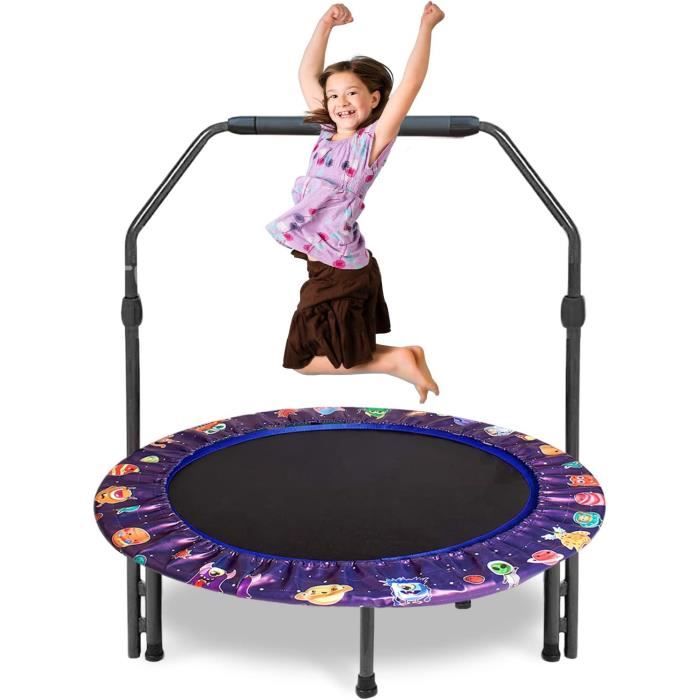 Trampoline enfant rose 140 cm avec filet de protection zippé de jardin