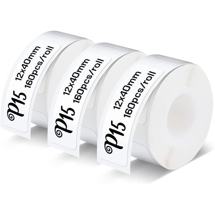 Pristar P15 étiquettes, 3 rouleaux 12mm*40mm ruban d'étiquettes thermiques  autocollantes, compatible avec l'imprimante d'étiquet226 - Cdiscount  Informatique