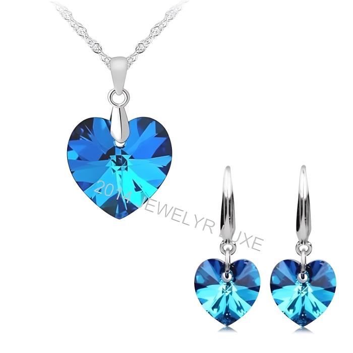 Parure Bijoux Coeur Cristal Swarovski* Bleu Femme Parure Bijoux Coeur Cristal Swarovski* Bleu Femme