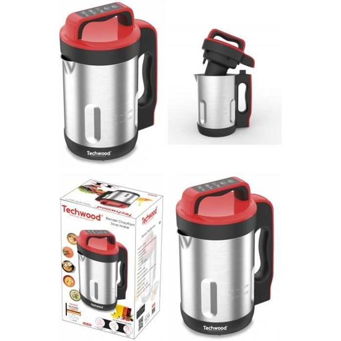 Blender Chauffant - TECHWOOD - Inox - 1 6L - 800-1000W - 6 Programmes culinaires
