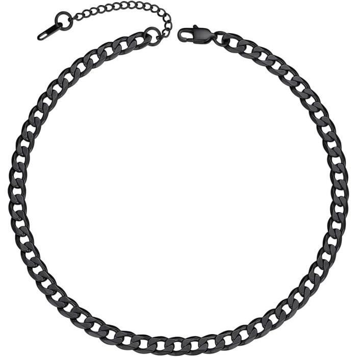 ChainsPro Collier Homme Chaîne Cubaine Miami 9MM - Argent/Noir/Or - 35-76cm - Coffret Cadeau Hip Hop