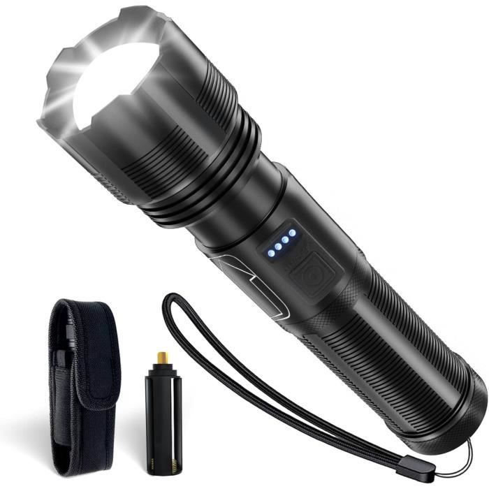 LIAISMI Lampe Torche LED Rechargeable 1500 Lumens - Zoom, 5 Modes, Écran LCD, Magnétique - Pour Camping, Randonnée - 6