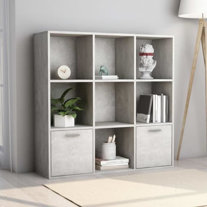 Bibliothèque contemporaine VIDAXL - Gris béton - 98x30x98 cm - 7 étagères
