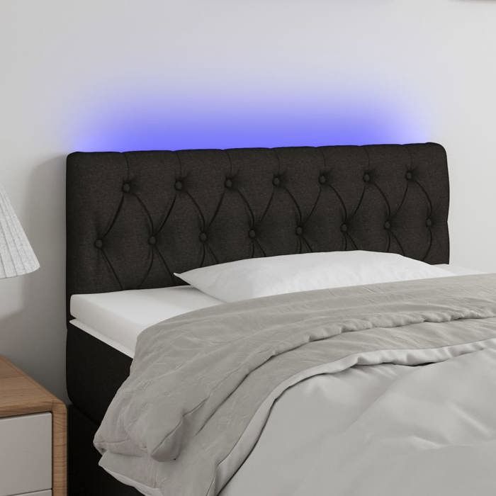vidaXL Tête de Lit à LED Meuble de Chambre à Coucher Accessoire de Lit Simple Tête de Cadre de Lit Intérieur Noir 3121940