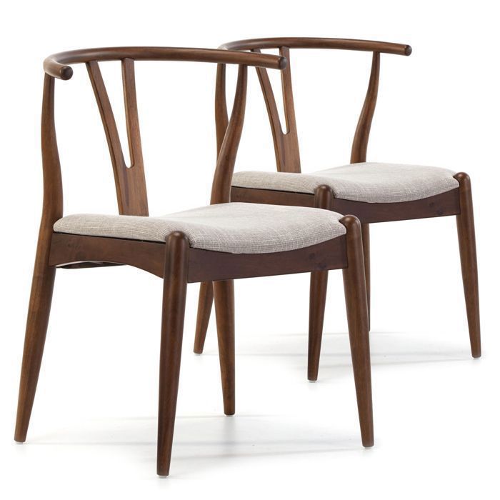 VS Venta-stock Pack 2 chaises Rustic Couleur Noyer Bois Massif 55 cm (Longueur) 545 cm (Profondeur) 76 cm (Hauteur)