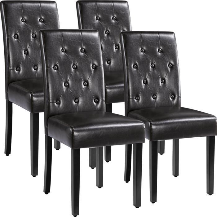 Lot de 4 Chaises de Salle à Manger en Similicuir Haut Dossier Capitonné et Assise Rembourrées 45 5 × 60 5× 98 cm Marron YAHEETECH Lot de 4 Chaises de Salle à Manger en Similicuir Haut Dossier Capitonné et Assise Rembourrées 45 5 × 60 5× 98 cm Marron YAHEETECH