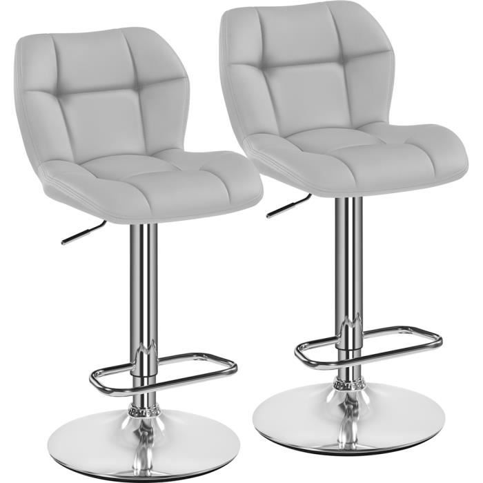 YAHEETECH Lot de 2 Chaises de Bar Gris clair en Similicuir Réglables en Hauteur Modernes Tabourets de Bar Design Capitonné YAHEETECH Lot de 2 Chaises de Bar Gris clair en Similicuir Réglables en Hauteur Modernes Tabourets de Bar Design Capitonné
