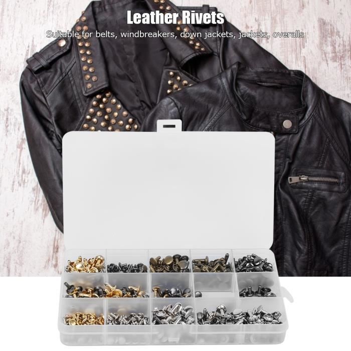 300 Kits Rivets de Cuir Goujons à Double Capuchon avec Pinces pour