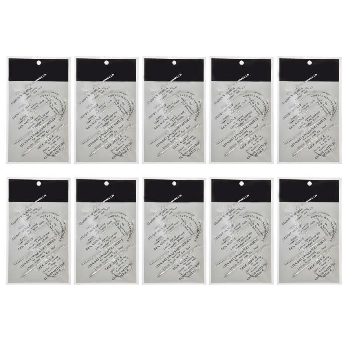 Deudy Kit de 12 aiguilles à coudre pour cuir - Aiguille triangulaire non aiguisée - Aiguille à coudre à la main - Pour tapisserie, cuir, tapis, toile - Aiguilles à coudre