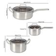Alomejor poêle à frire 3 pièces / ensemble batterie de cuisine en acier inoxydable ensemble pot de soupe poêle à lait avec fond-1