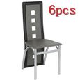 Ensemble de 6 chaises de salle à manger modernes JEOBEST - Dossier haut - Siège en PU gris/noir-1
