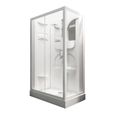 Cabine de douche intégrale complète, 120 x 80 x 210 cm, verre de sécurité transparent 5 mm, face arrière et profilés blancs,-1