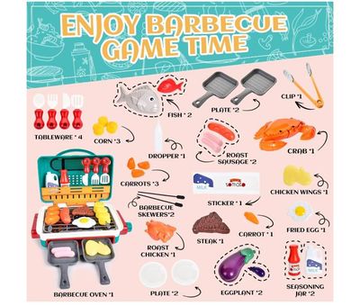 Ensemble Barbecue Jouet Pour Enfant – 35 Pièces, Aliments Factices, Activité De Rôle – Matériau PP, 135 G – Pour Jardin, Parc, Maison – Dès 3 Ans