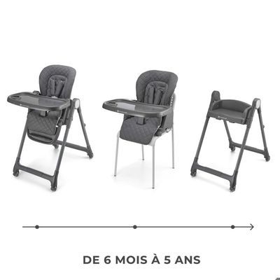 Chaise Haute Kinderkraft Yumy Pour Bébé Ergonomique, Confortable, Inclinable, Pliable, Avec Hauteur Réglable, Repose-Pieds, Double Plateau Amovible Transat Bebe