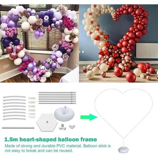 1 set Support de ballon en PVC ballon en forme de cœur pour fête