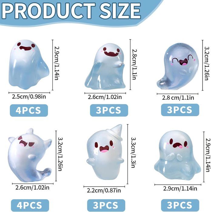 20 PCS Mini Figurine Fantômes,Mini Lumineuses En Résine, Pour ...