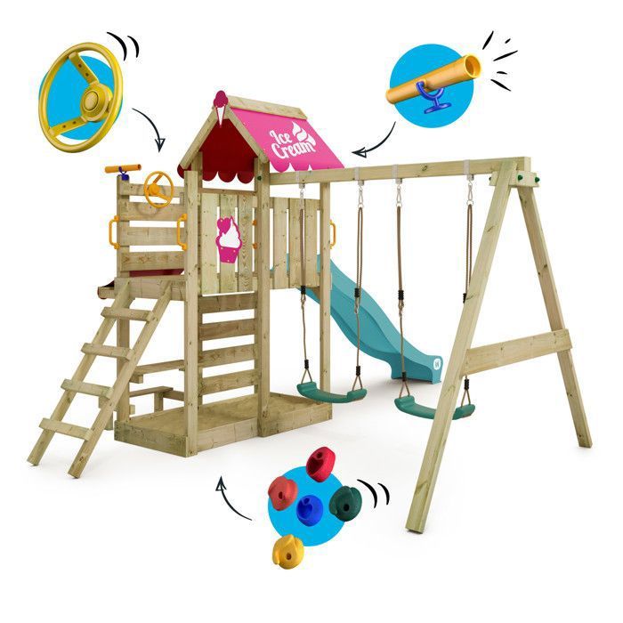 Wickey Tour De Jeux En Bois VanillaFlyer Avec Balançoire Et Toboggan Turquoise Maison Enfant Exterieur Avec Bac A Sable Echelle Descalade 8728673 Wickey Tour De Jeux En Bois VanillaFlyer Avec Balançoire Et Toboggan Turquoise Maison Enfant Exterieur Avec Bac A Sable Echelle Descalade 8728673