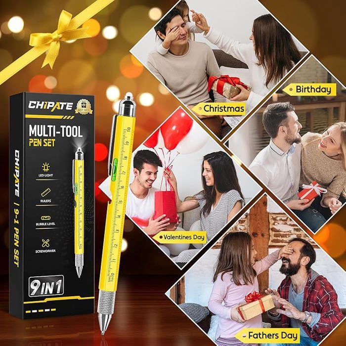 Chipate 9-in-1 Multifunctionele Pen – Coole Gadget, Perfect Cadeau Voor Vaderdag Of Voor Heren