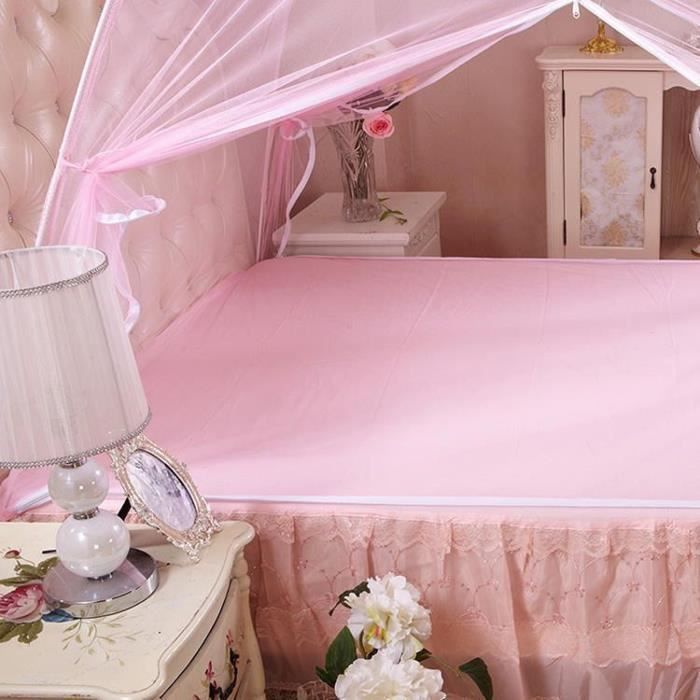 Moustiquaire Lit Double 190x210x240cm – 100% Polyester, Fine Et Respirante, Avec Poteaux D'angle – Pour Maison, Camping, Voyage