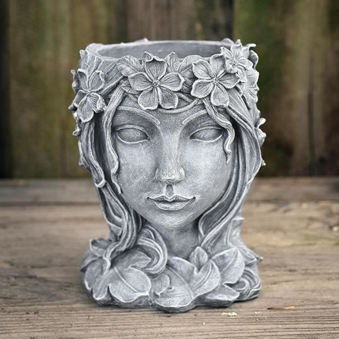 Le visage Statue Planter Figurine En Résine Pot de plantes Drôle De Visage  Art Sculpture Pot de fleurs avec trou de drainage