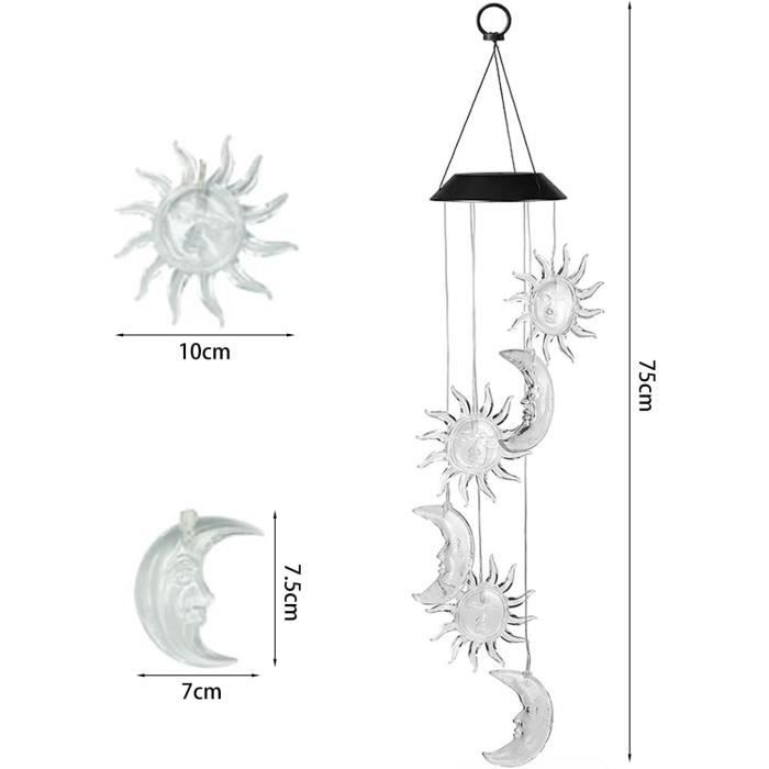 LED Solaires Carillons Éoliens pour Jardin, Carillons de Vent de Lune
