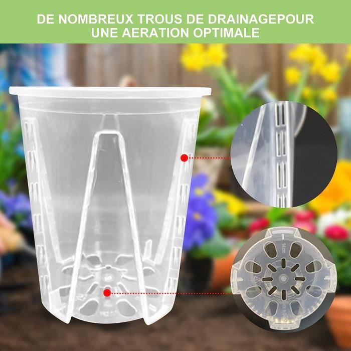 Pots Transparents Pour Plantes Avec Trou De Drainage - Plastique Clair Pour Orchidées Et Succulentes - 9