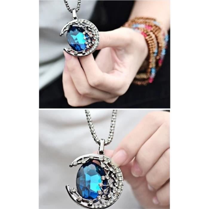 Collier Femme Galaxie Avec Croissant De Lune - Style Nébuleuse Pourpre - Neuf Avec étiquettes