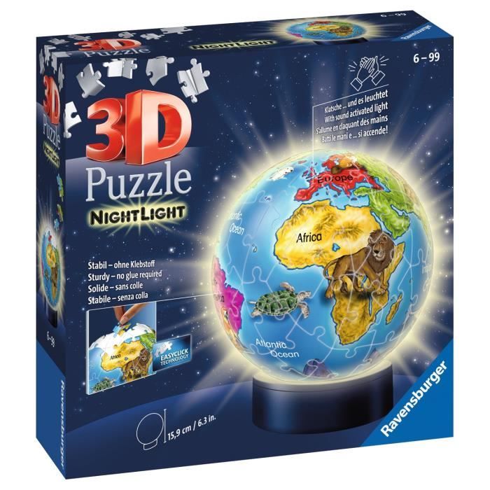 Ravensburger - Puzzle 3D Globe Mappemonde avec Led - 72 pièces ...