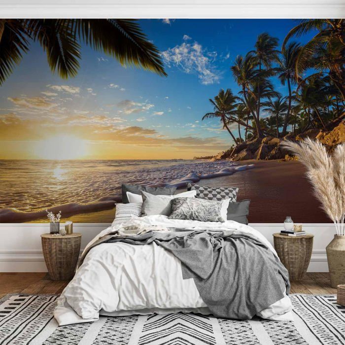 Papier Peint Panoramique Plage Mer 350x256 cm - Décoration murale ...