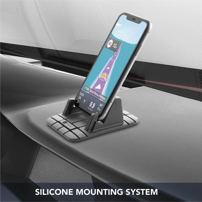 Support smartphone pour voiture avec tapis antidérapant pour tableau de bord
