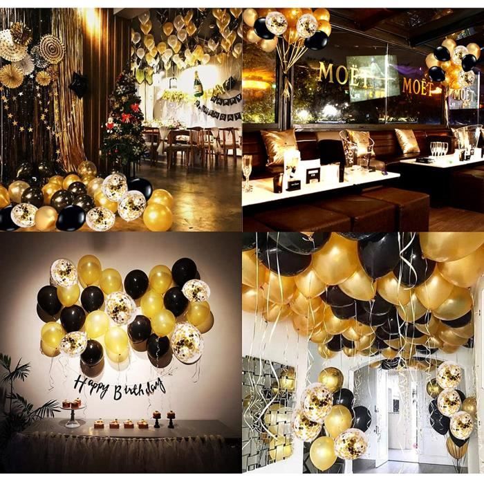 Pack De 100 Ballons Hélium Brillant Métal Noir (40Cm) Pour Mariage,  Anniversaire, Fête, Décoration Latex Chrome Noir Mat[p4168]