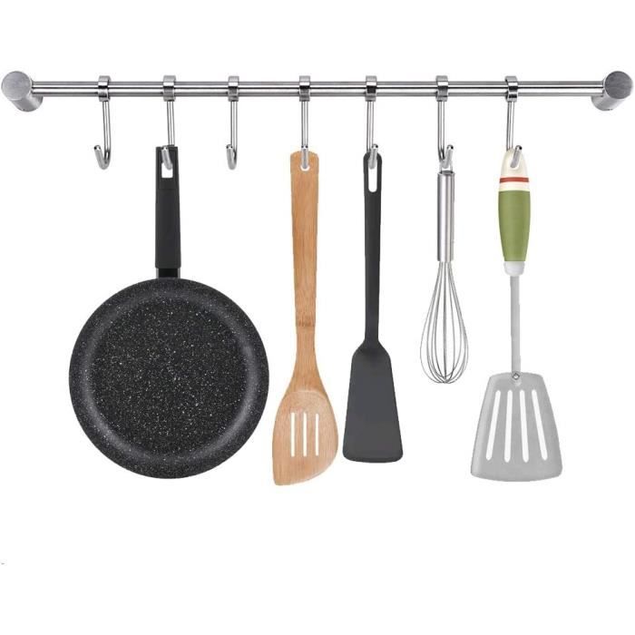 Barre De Suspension Avec Crochets Mobiles - Blanc, Pour Rangement Vestiaire Ou Dressing
