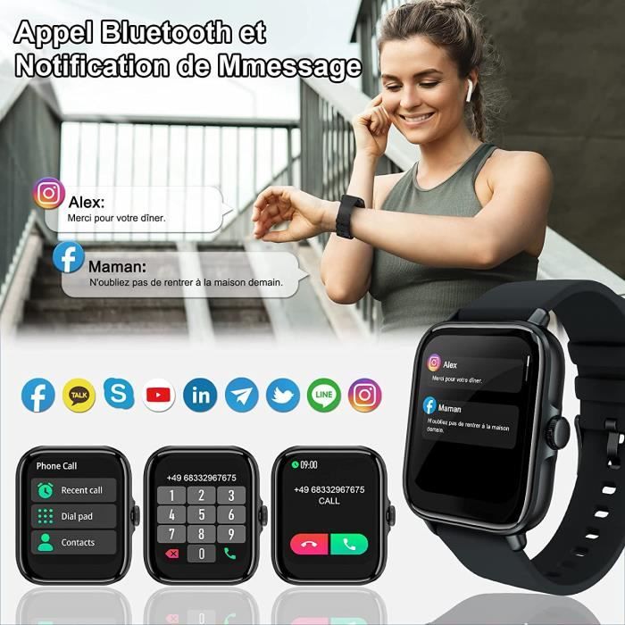 Montre Connectée Homme Repondre Appel - Smartwatch Sport 2,0 Pouces Android  iOS.