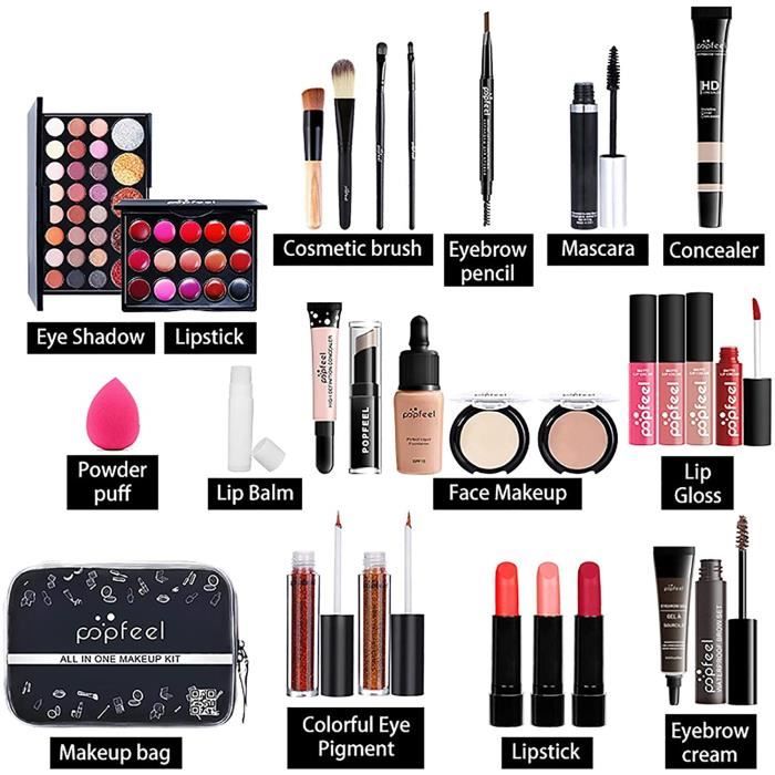 Kit Maquillage, 27 PièCes Coffret Maquillage Complet, Set De Maquillage  Comprenant Palette Maquillage Yeux, Contouring Et Rouge à - Cdiscount Au  quotidien