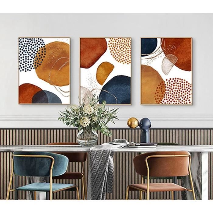 Lot de 3 posters abstraits, esthétiques - Beige - Poster - Pour salon, chambre à coucher Sans