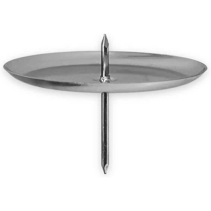 Support Bougie Piquer Métal Noir Lot 4 Lot De 4 Supports à Bougies Pour Couronne De L'Avent - Métal Noir, Diam. 7.5cm, Pointe Et Plateau - Décoration Noël DIY Décoration Noël DIY