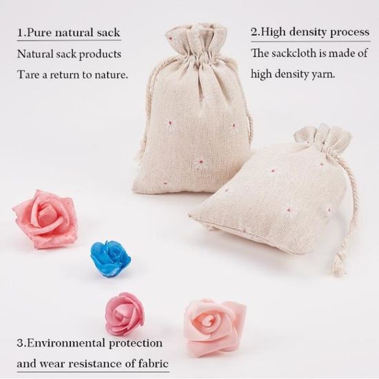 Rose naturel tissu avec cordon de serrage pochette sacs cadeau 3 Tailles Choix de quantités 